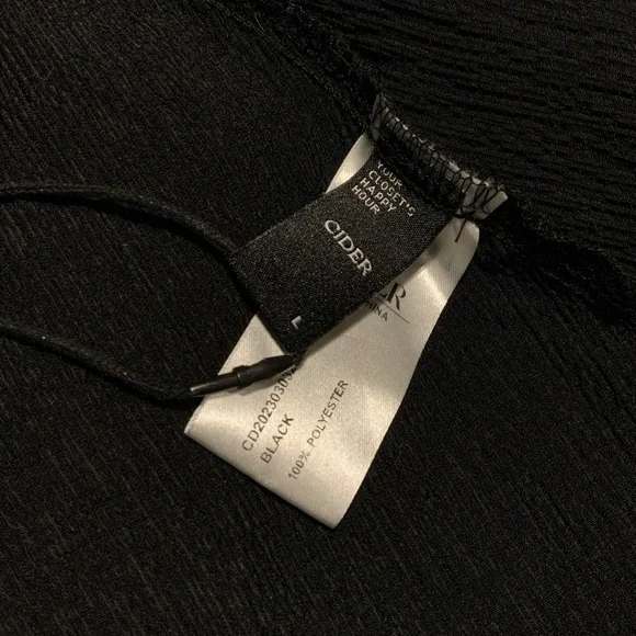 (Bin 14) Cider, Black Short Ruffled Strapless Dress, Size L - Picture 3 of 3